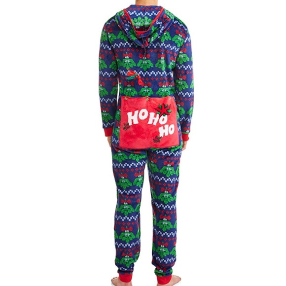 NEW Mistletoe Ugly Christmas Drop Seat Union PJs XL - Picture 2 of 5